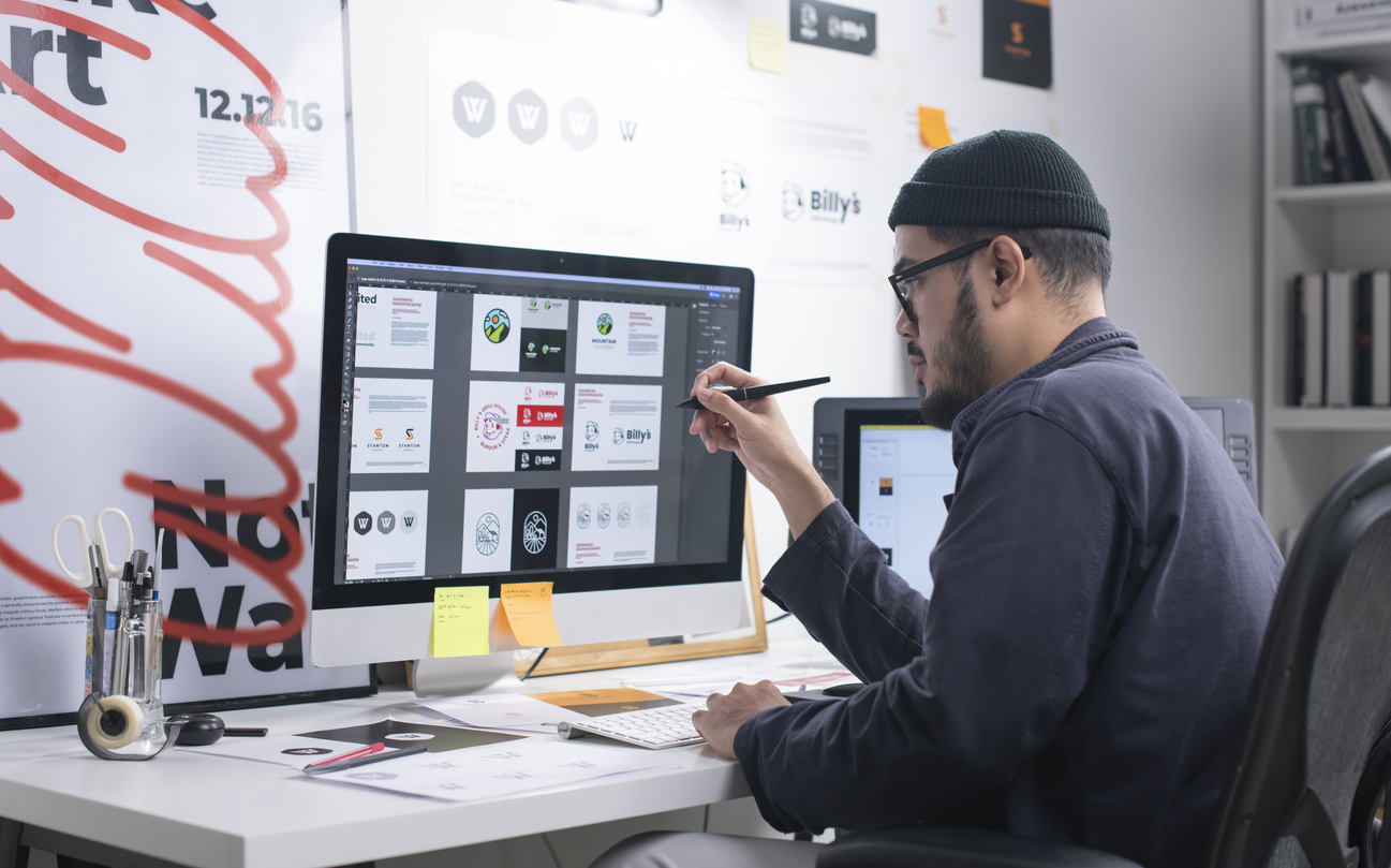 Graphic Designer Working in Cleartwo Office.