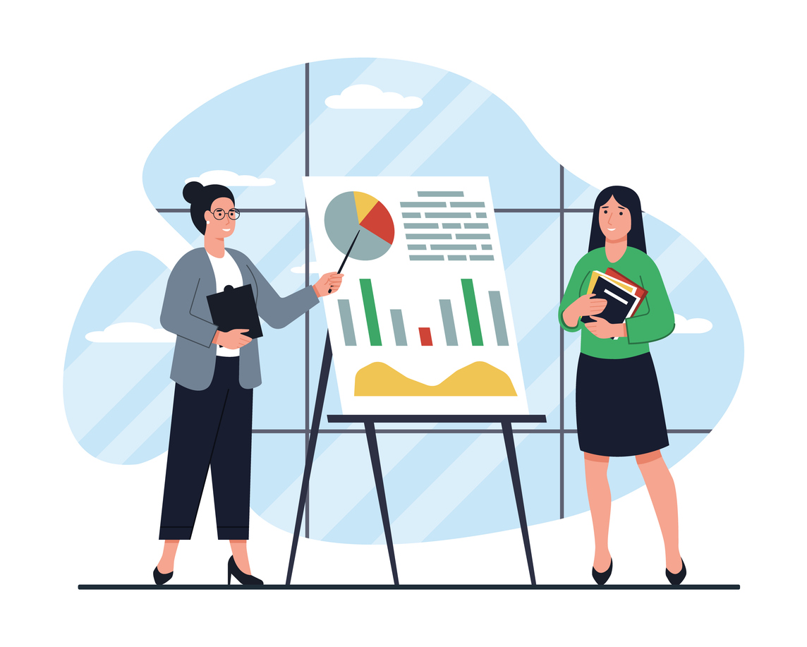 Business woman. Business concept illustration, work in the office
