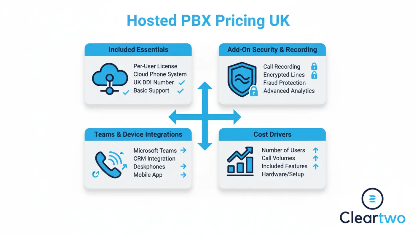 Comparison of traditional PBX and hosted PBX pricing in the UK