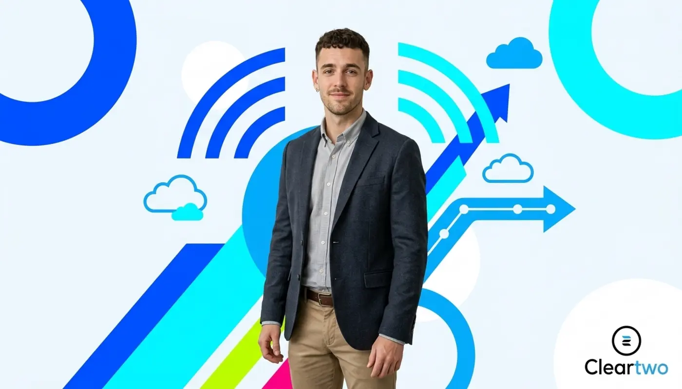 Modern workspace showing VoIP tools replacing traditional phone hardware with Adam reviewing a digital interface.